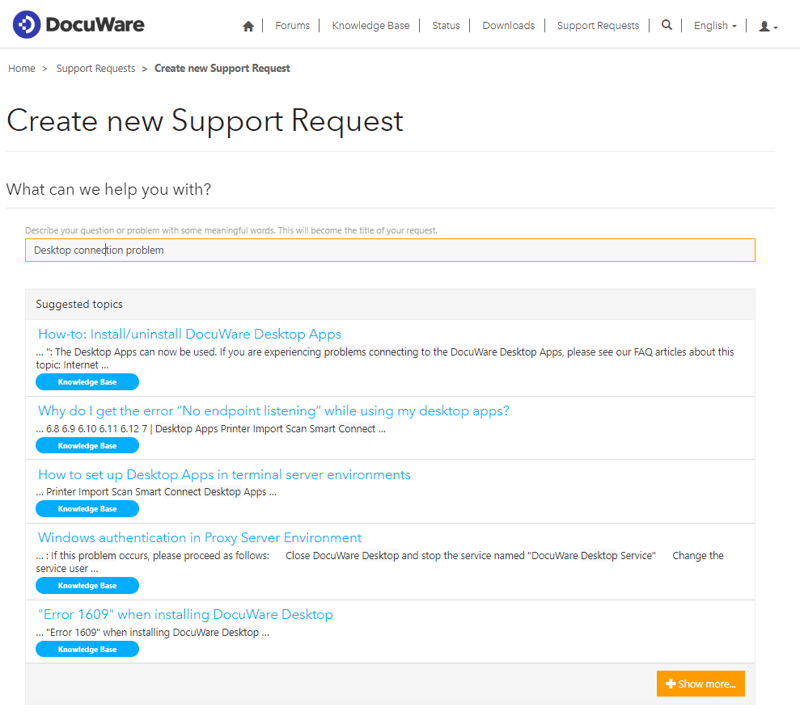 Support request suggestions